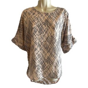 Light pink and black shirt sleeve women's blouse size M